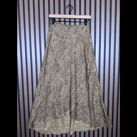 Japra Skirt Medium Womens Brown A Line Midi Smocked Back Leopard Art - Picture 1 of 6